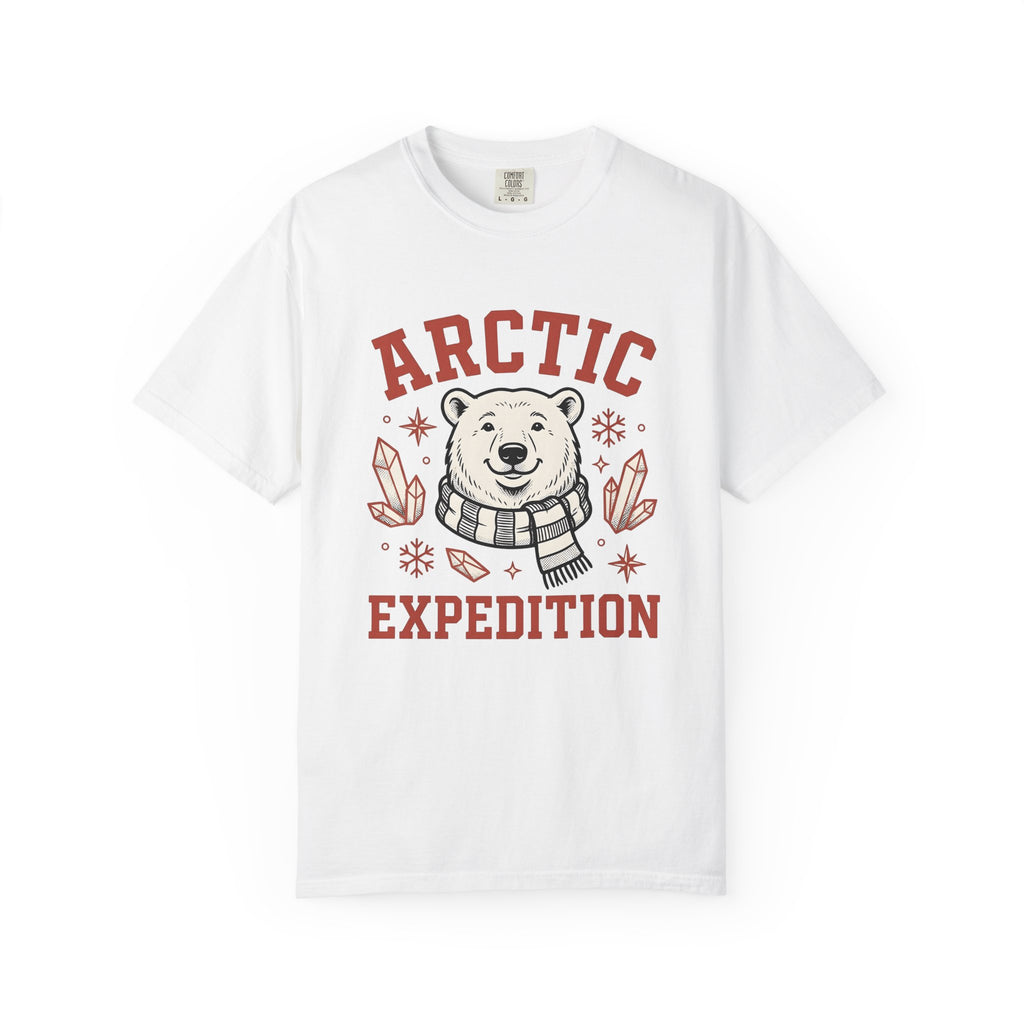 White Bear T-Shirt Christmas Cold Season Gift Women Comic T-Shirt Polar Bear T-Shirt Winter Fan Cartoon T-Shirt Frost Graphic Retro Ice Crystals
