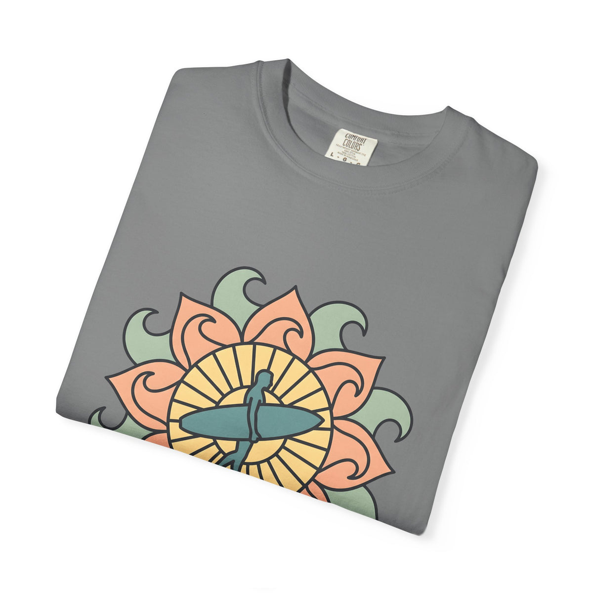 Surfer Outline T-Shirt Sports Ocean Gift Women Hippie T-Shirt Surfer T-Shirt Athlete Fan Marine Graphic T-Shirt Simple Floral Circle T-Shirt