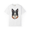 Border Collie Puppy T-Shirt Dog Pets Gift Women Line Art T-Shirt Puppy T-Shirt Dog Fan Collie T-Shirt Animal Graphic Hand Drawn Woven Collar T-Shirt