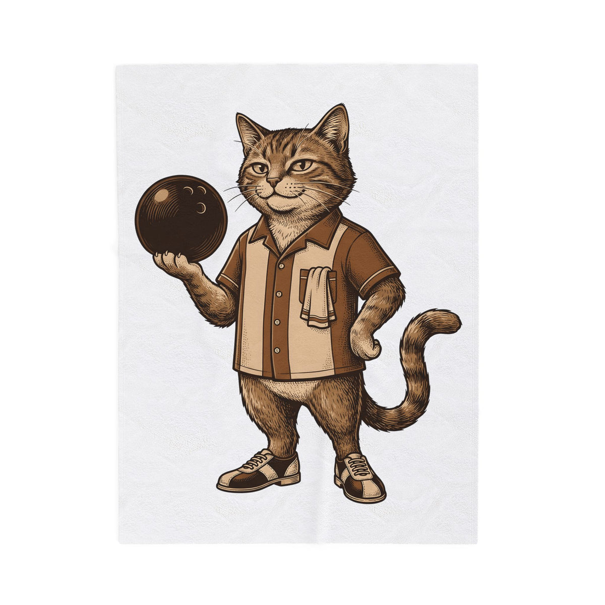 Bowling Kitten Blanket Sports Pet Gift Women Retro Blanket Kitten Blanket Athlete Fan Vintage Blanket Animal Graphic Sketch Bowling Sphere Blanket