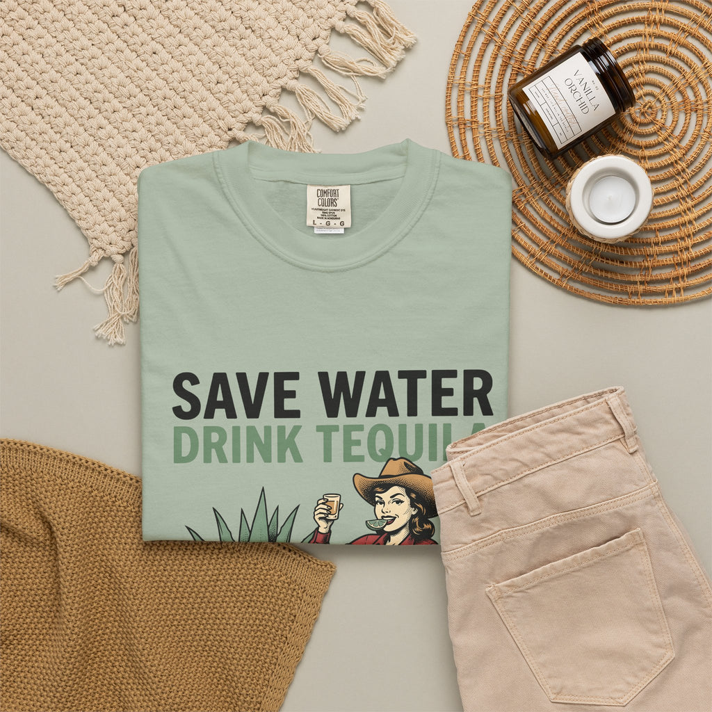 Cowgirl Graphic T-Shirt Cowgirl Tequila Gift Women Vintage T-Shirt Western T-Shirt Cowboy Fan Retro T-Shirt Spirits Graphic Tequila Illustration