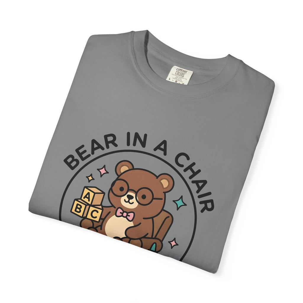 Bear Seat T-Shirt Teachers Education Gift Women Adorable T-Shirt Chair T-Shirt Educator Enthusiast Learning T-Shirt Educational Graphic Comic