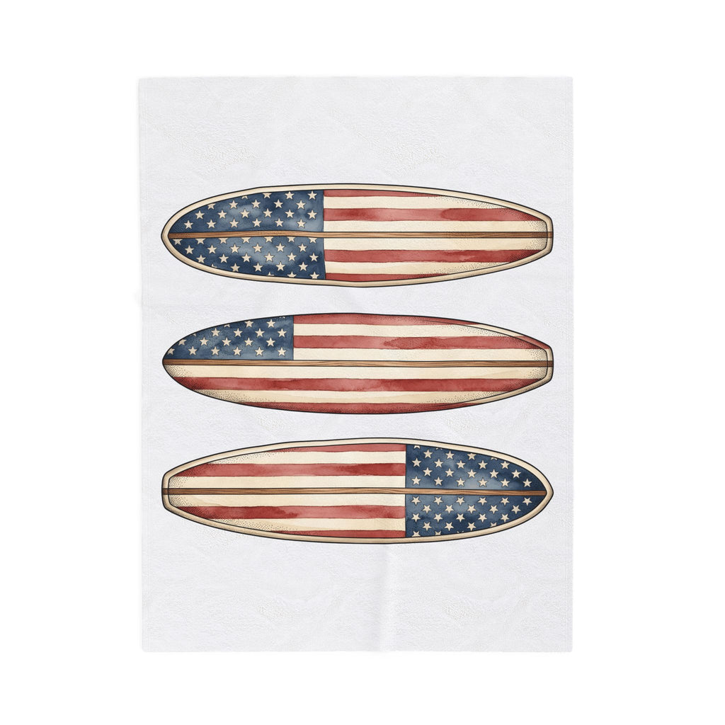 Usa Flag Surfboards Blanket 4th Of July Coast Gift Women Brush Stroke Blanket Surfboard Blanket Independence Day Fan Painted Blanket Coastal