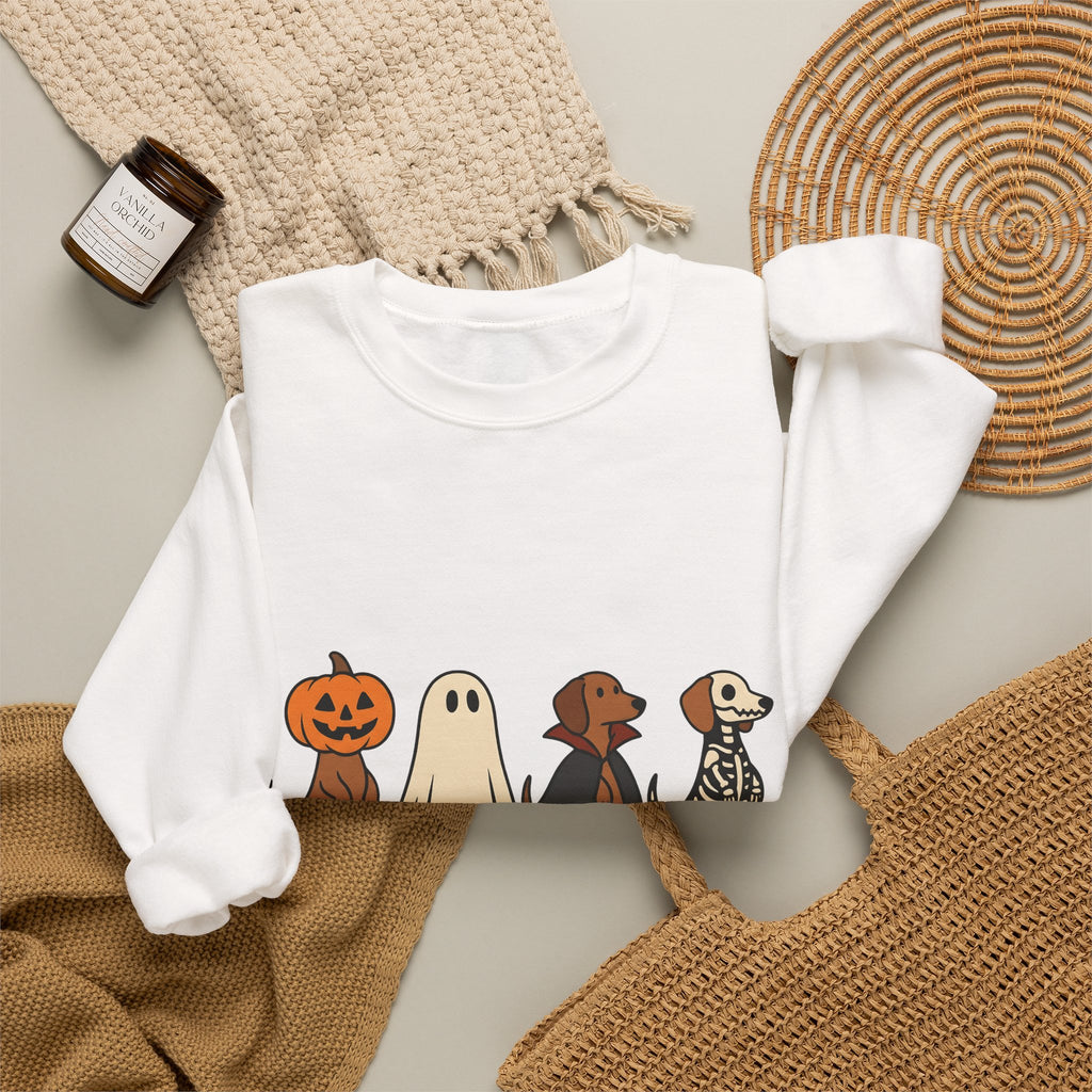 Sausage Dog Costumes Sweatshirt Halloween Animals Gift Women Animated Sweatshirt Dachshund Sweatshirt Halloween Fan Cartoon Sweatshirt Pet Graphic Doodle