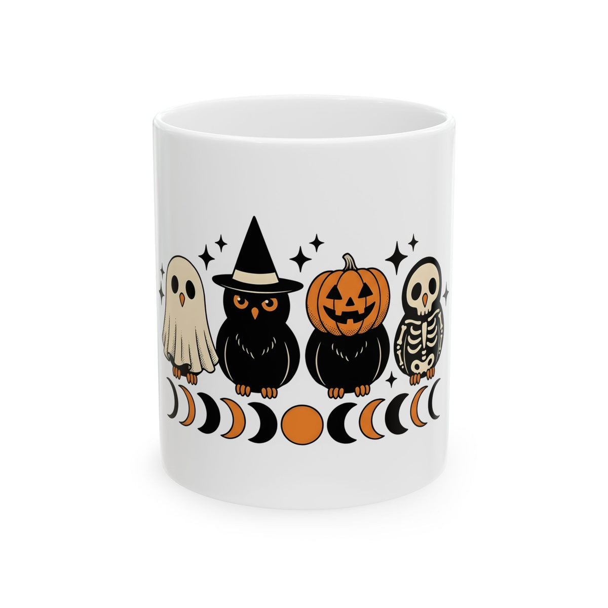 Owl Disguise Halloween Haunted Gift Animated Hoot Owl Horror Fan Cartoony Spooky Classic Moon Mug