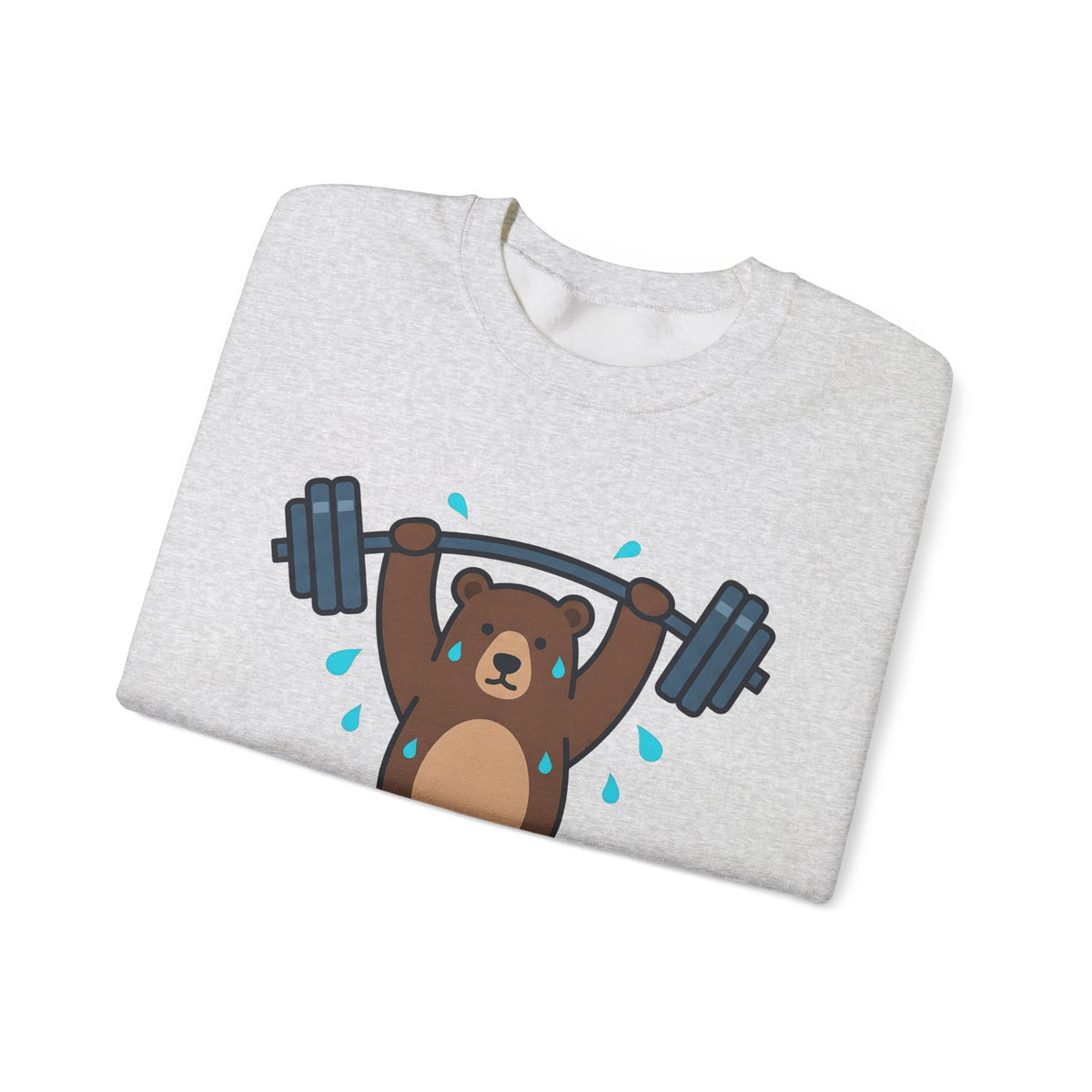 Bear Lifting Sweatshirt Fitness Workout Gift Women Comic Sweatshirt Grizzly Sweatshirt Gym Enthusiast Cartoon Sweatshirt Exercise Graphic Simple Weights Sweatshirt