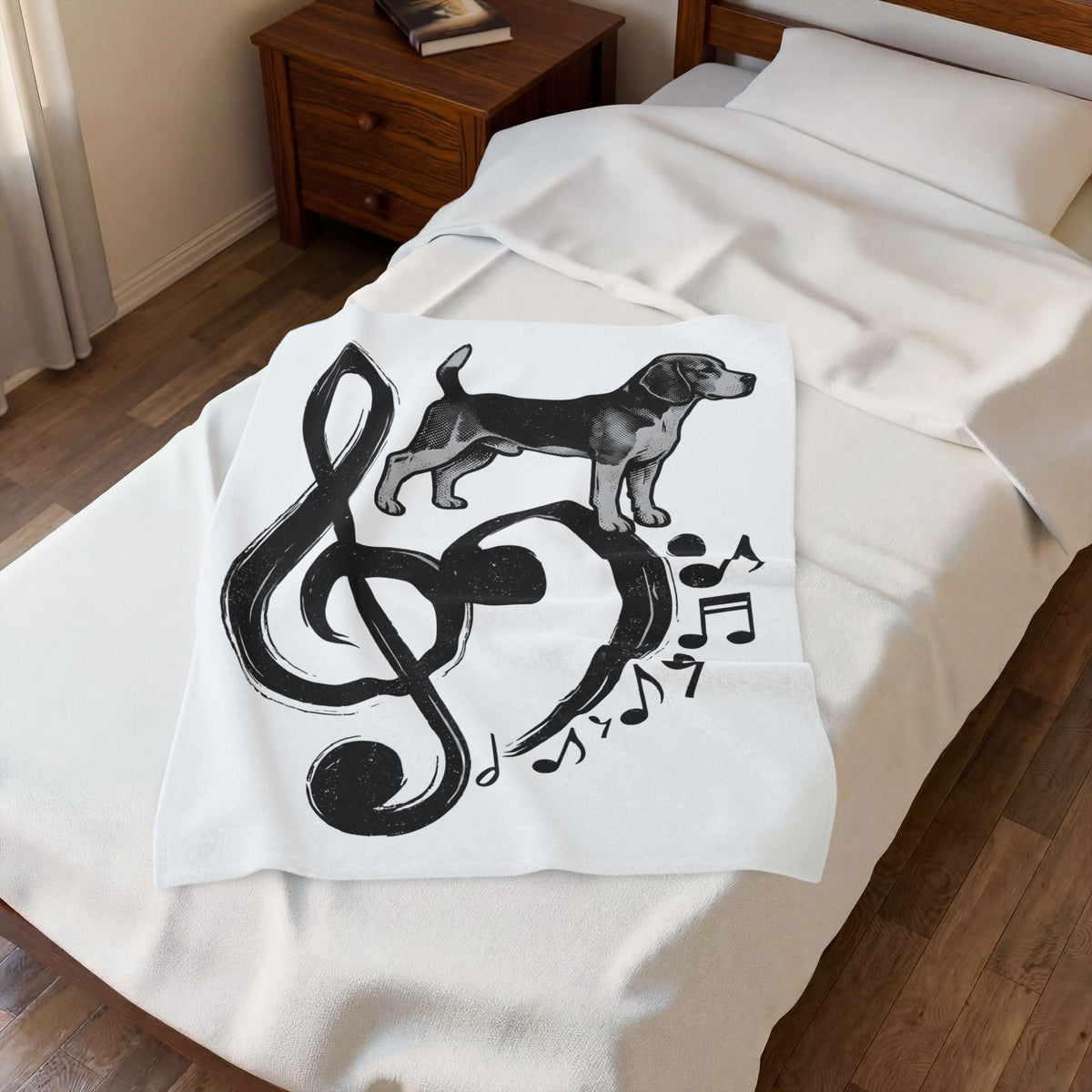 Beagle Pet Blanket Dog Sound Gift Women Classic Blanket Hound Blanket Dog Fan Puppy Blanket Music Graphic Doodle Note Symbols Blanket