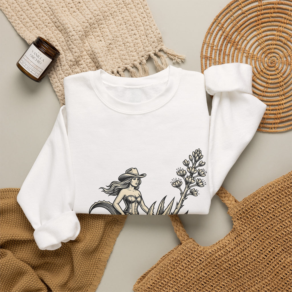 Cowgirl Art Sweatshirt Cowgirl Ranch Gift Women Sepia Sweatshirt Western Art Sweatshirt Cowgirl Fan Vintage Sweatshirt Farm Graphic Line Art Succulent Sweatshirt