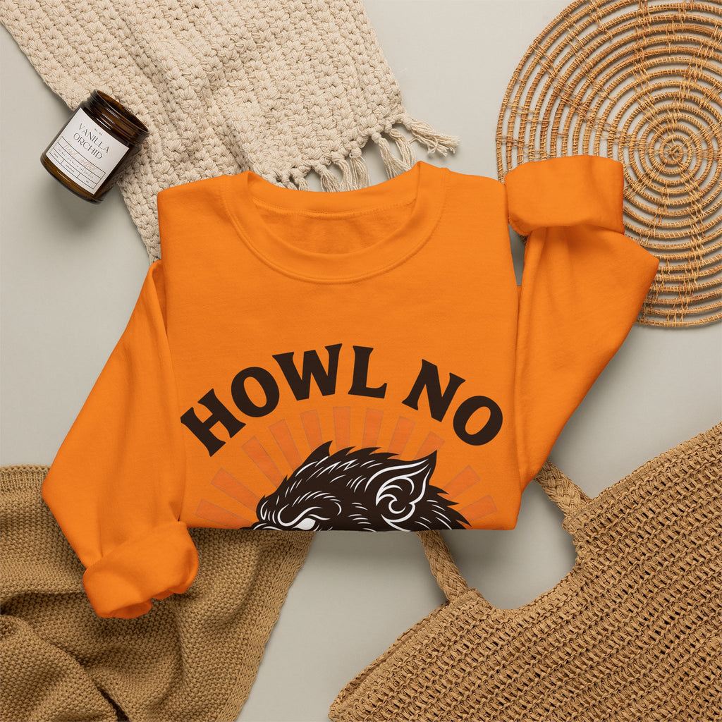 Wolf Face Halloween Scary Gift Werewolf Horror Fan Creepy Retro Sunburst Sweatshirt
