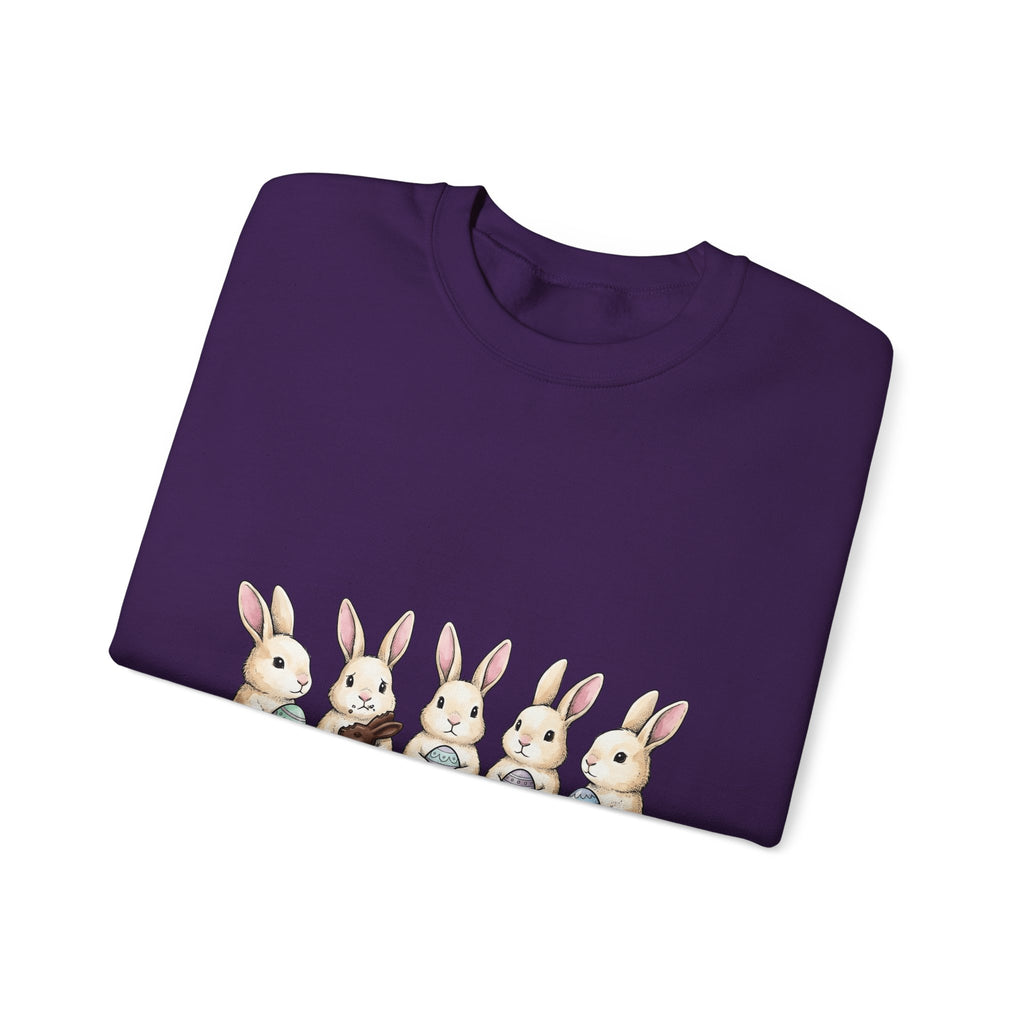Rabbit Group Sweatshirt Easter Critters Gift Women Doodle Sweatshirt Bunny Sweatshirt Easter Fan Hare Sweatshirt Creature Graphic Minimalist Colorful Egg