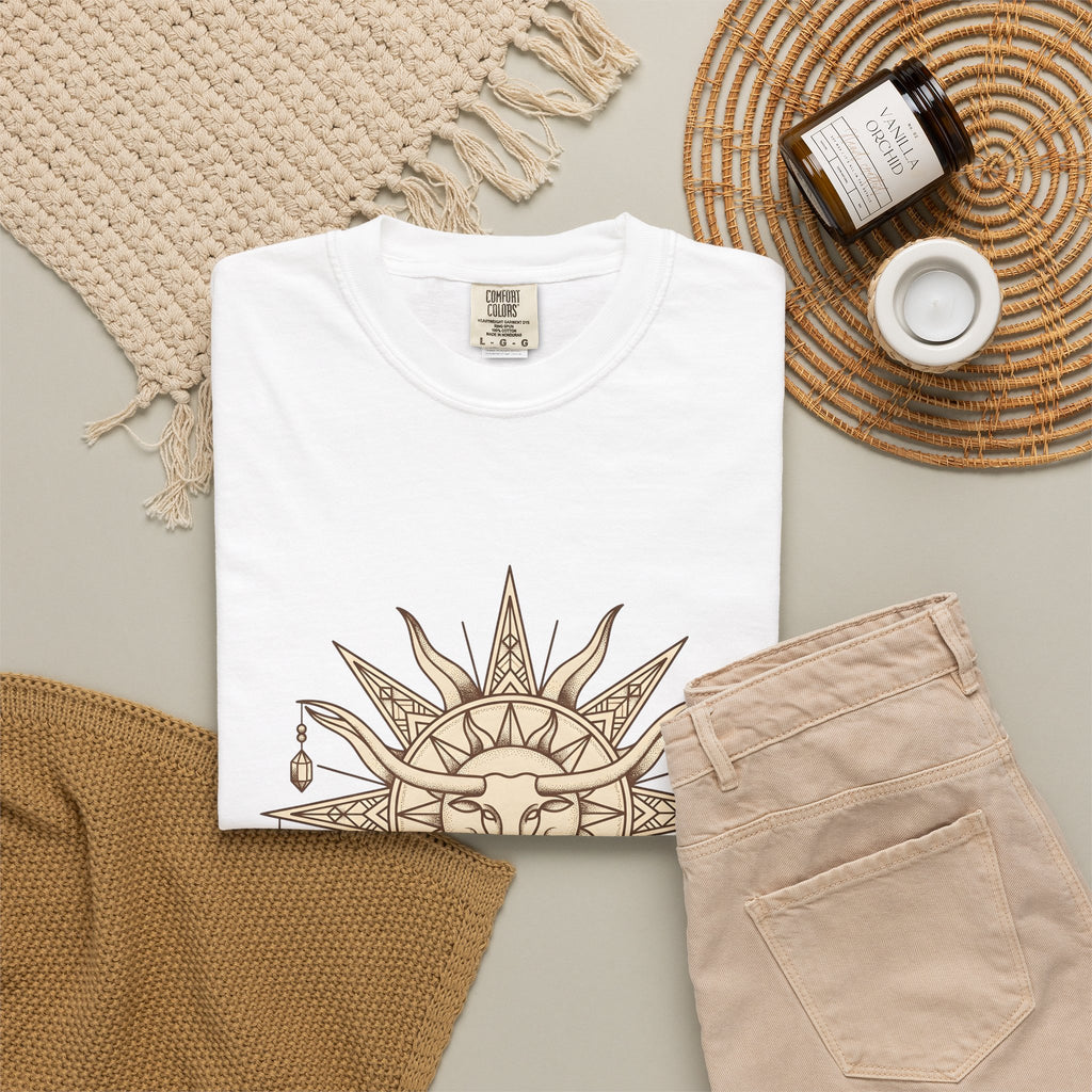 Steer Skull Sun T-Shirt Cowgirl Frontier Gift Women Gypsy T-Shirt Skull T-Shirt Cowboy Fan Bull Graphic Old-Fashioned Stones T-Shirt