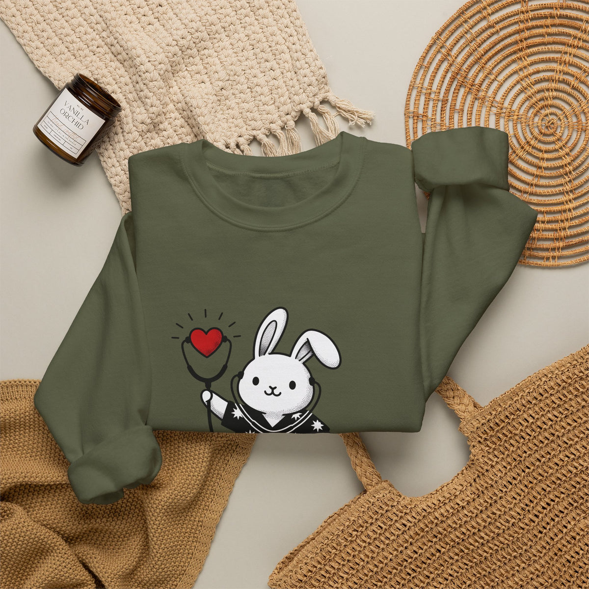 Rabbit Doctor Sweatshirt Nurses Pet Gift Women Kawaii Sweatshirt Bunny Doctor Sweatshirt