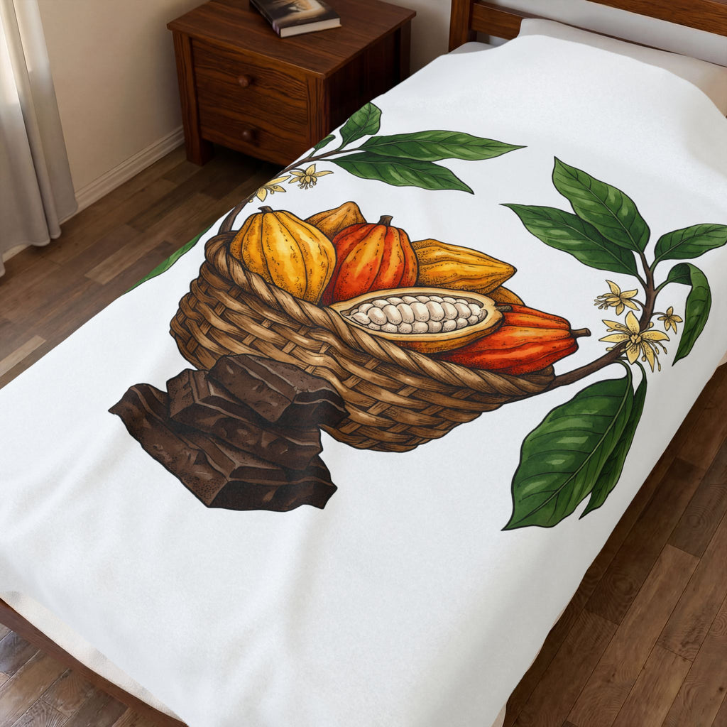 Cacao Basket Blanket Desserts Meal Gift Women Garden Blanket Cocoa Basket Blanket Sweets Fan Pastry Graphic Hand Drawn Chocolate Bar Blanket