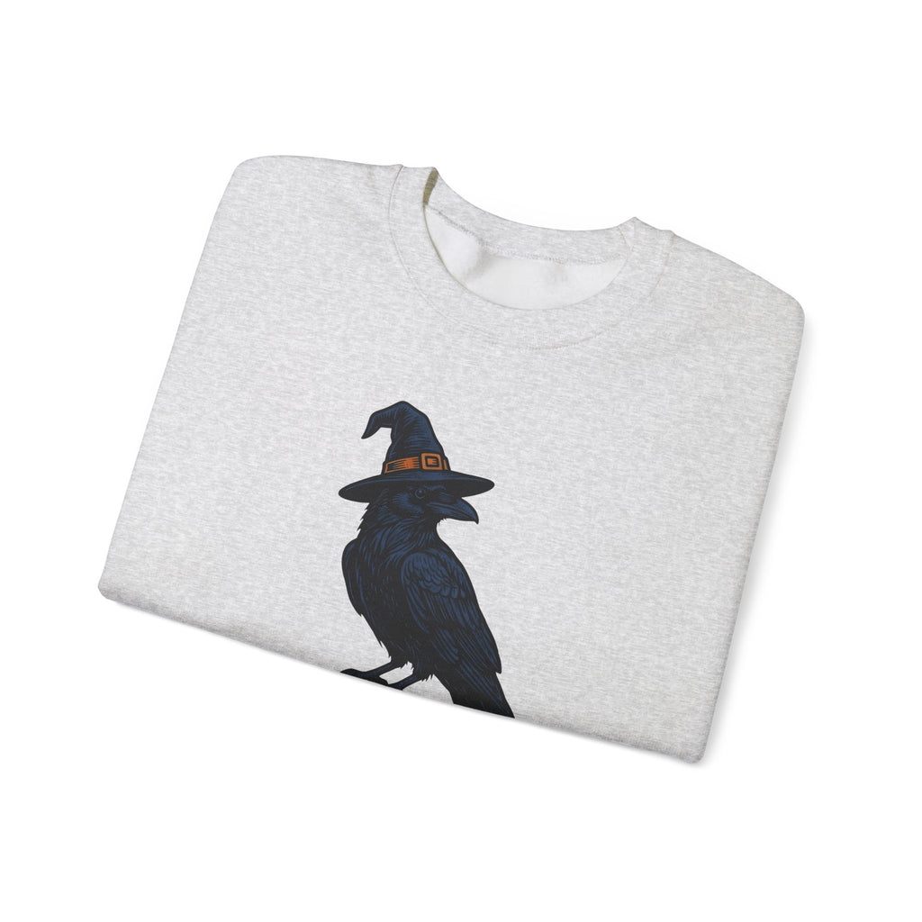 Raven Wizard Hat Sweatshirt Halloween Horror Gift Women Antique Sweatshirt Witch Hat Sweatshirt Spooky Fan Occult Sweatshirt Horror Graphic Ink Fortune Ball