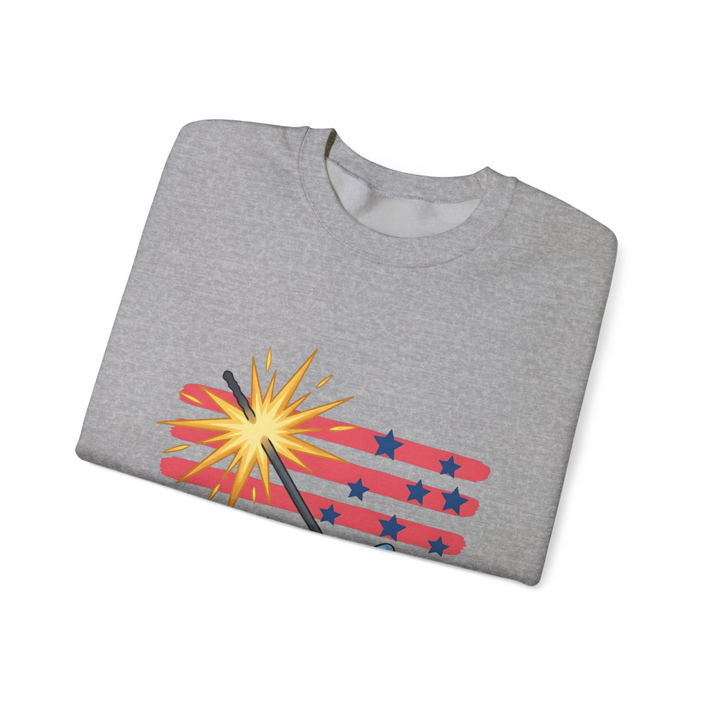 Sparkler Flag Sweatshirt 4th Of July Celebration Gift Women Patriotic Sweatshirt Wave Banner Sweatshirt Independence Day Fan American Sweatshirt Party Graphic