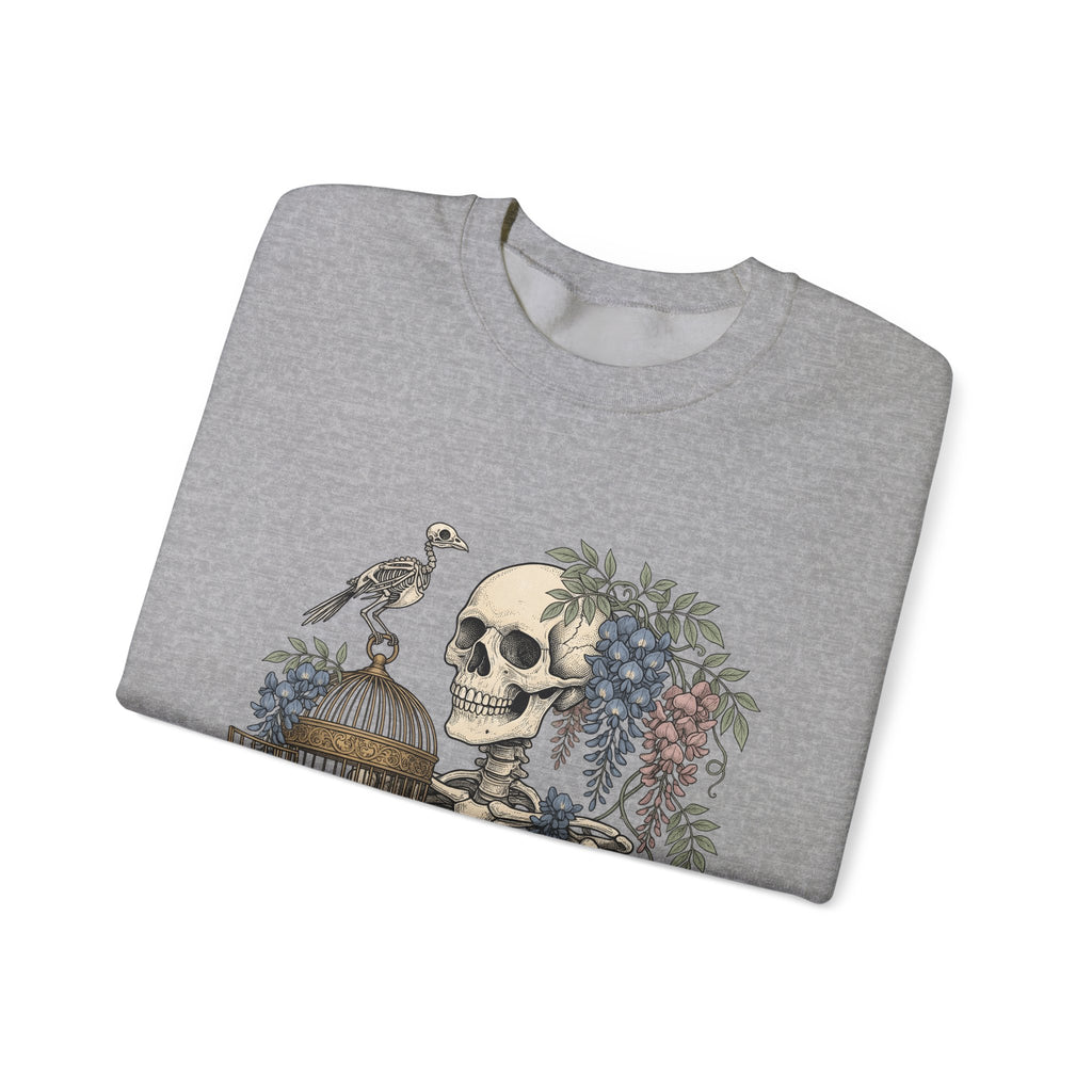 Bone Bloom Sweatshirt Halloween Dark Art Gift Women Rustic Sweatshirt Skeleton Sweatshirt Horror Fan Gothic Sweatshirt Macabre Graphic Doodle Aviary Sweatshirt