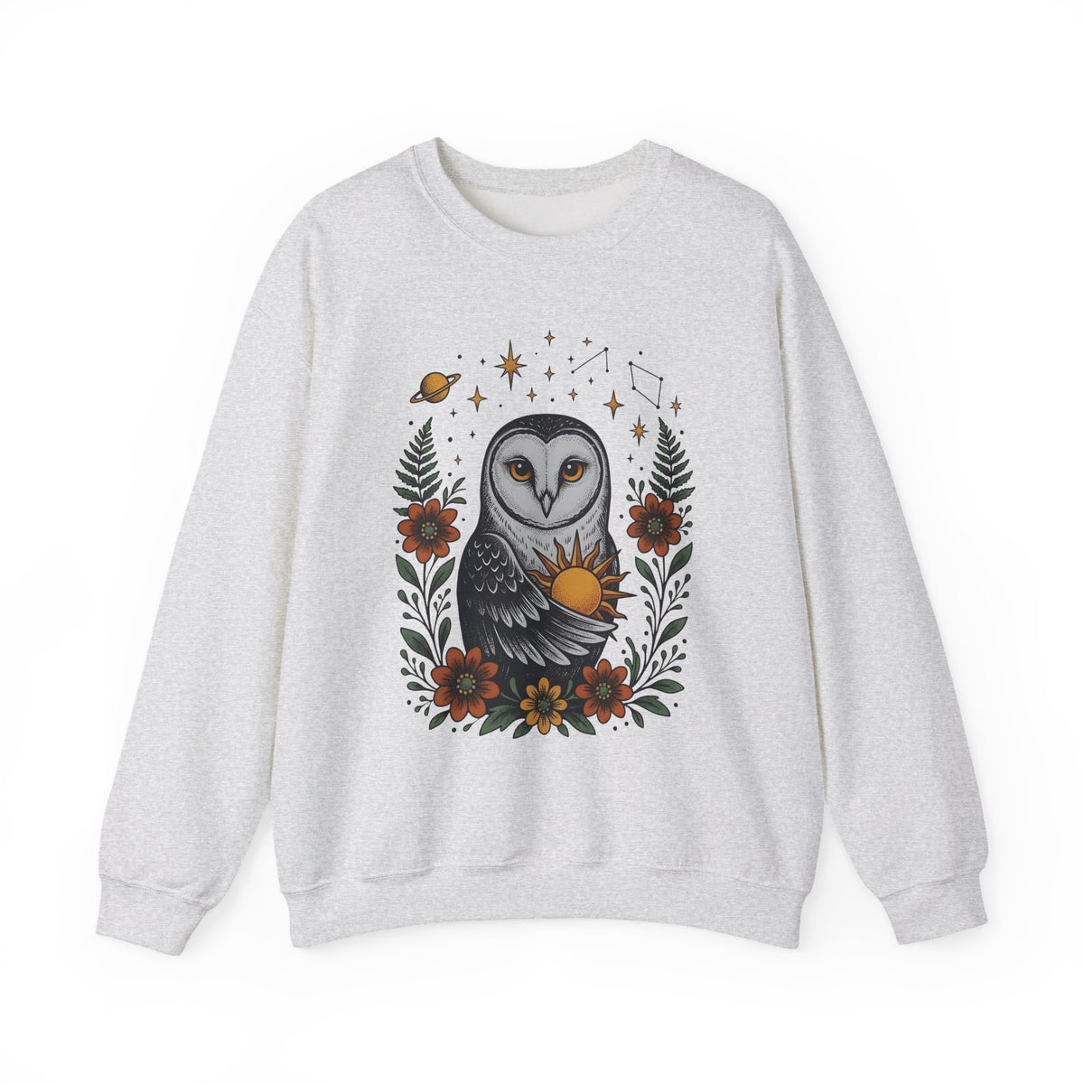 Owl Sun Boho Chic Nature Gift Boho Hoot Bohemian Fan Hippie Environmental Vintage Floral Sweatshirt