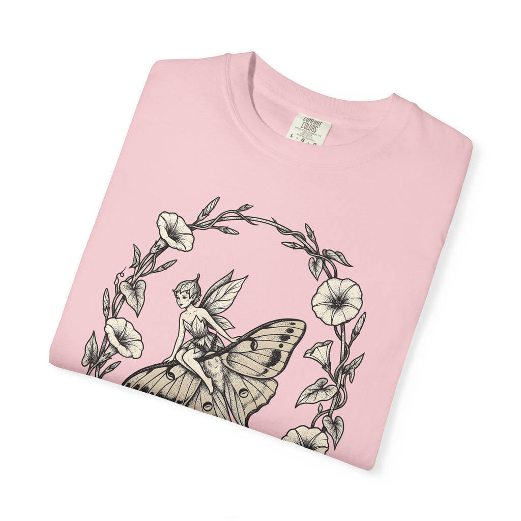Butterfly Fairy T-Shirt Fairy Mythical Gift Women Nature T-Shirt Fairy T-Shirt Fae Fan Earthy T-Shirt Magical Graphic Antique Wreath T-Shirt