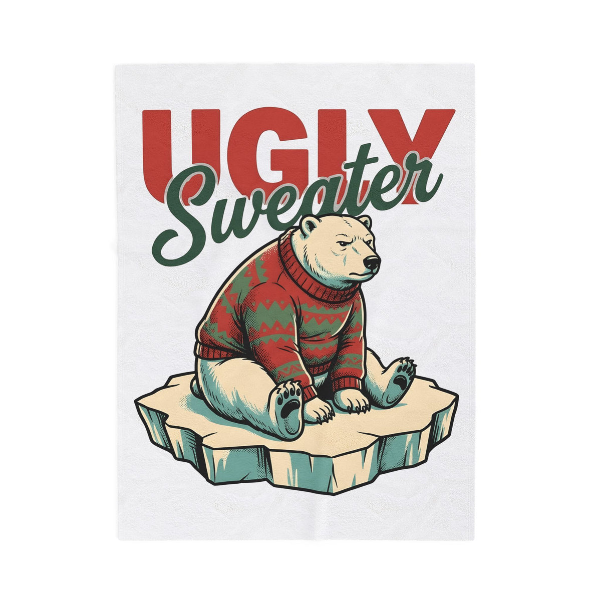 Arctic Bear Sweater Christmas Fauna Gift Nostalgic Polar Bear Xmas Fan Vintage Wildlife Doodle Blanket