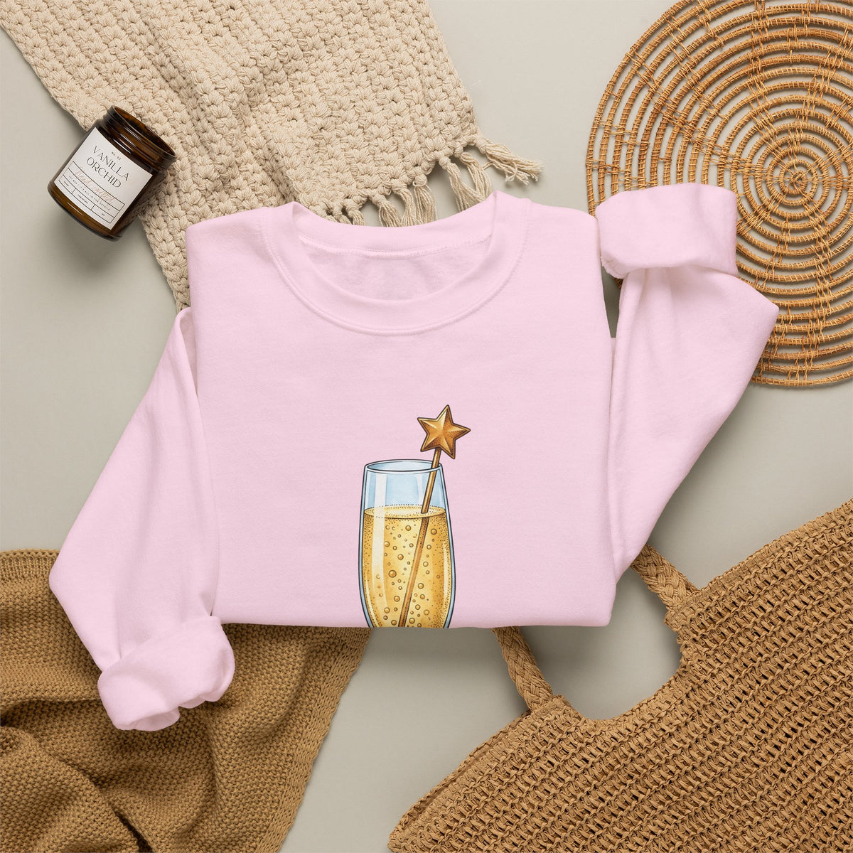 Flute Glass Holiday Occasion Gift Minimalist Glassware Christmas Fan Simple Celebration Sweatshirt