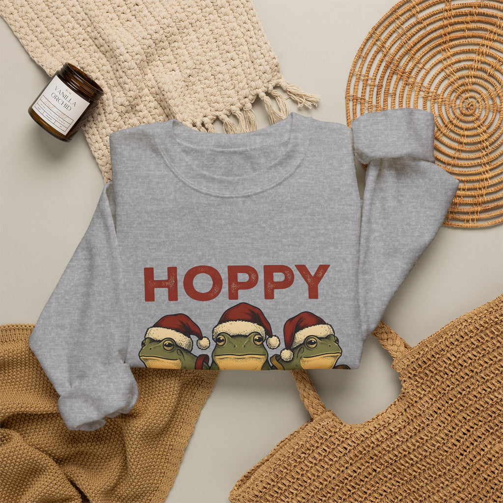 Frog Holiday Hats Christmas Wildlife Gift Cartoon Toad Xmas Fan Toad Animal Line Sash Sweatshirt