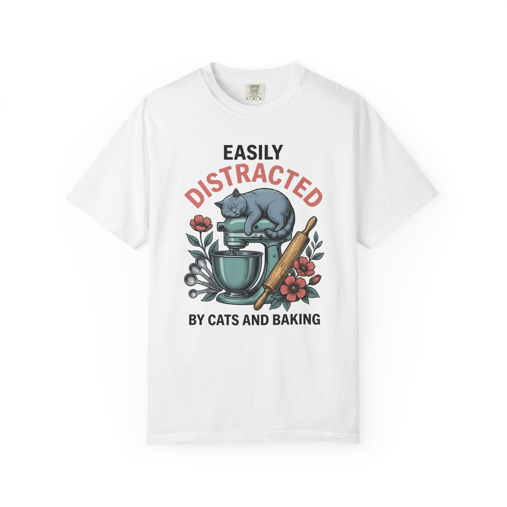 Cat Blender T-Shirt Cat Dessert Gift Women Retro T-Shirt Blender T-Shirt Cat Fan Vintage T-Shirt Pastry Graphic Sketch Blossoms T-Shirt