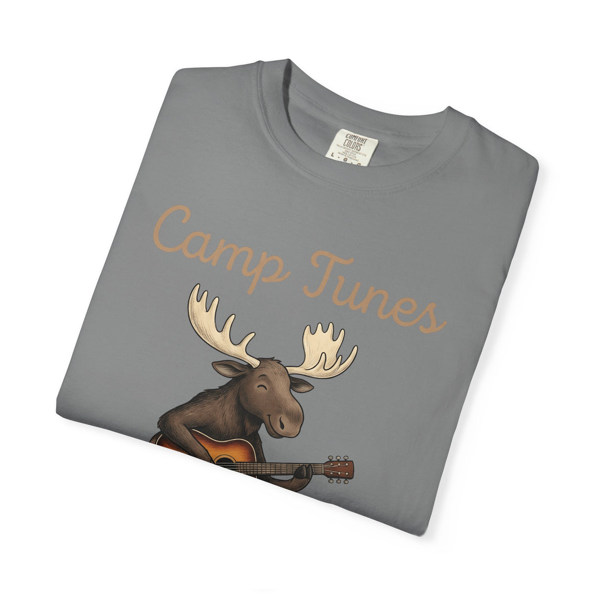 Moose Guitar T-Shirt Camping Music Gift Women Cute T-Shirt Guitar T-Shirt Camper Fan Adorable T-Shirt Music Graphic Hand Drawn Lantern T-Shirt