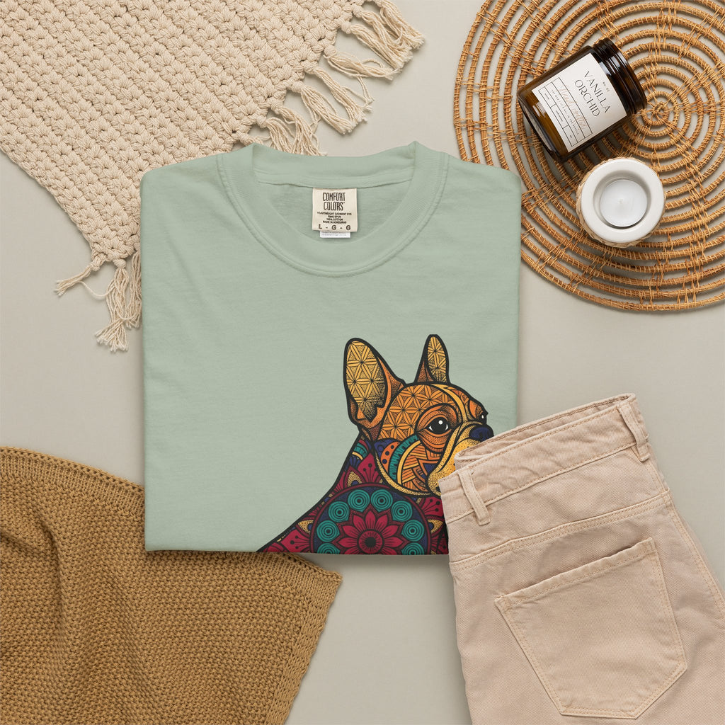 French Bulldog T-Shirt Dog Wildlife Gift Women Tribal T-Shirt Bouledogue T-Shirt Dog Fan Animal Graphic T-Shirt Rainbow Mandala T-Shirt