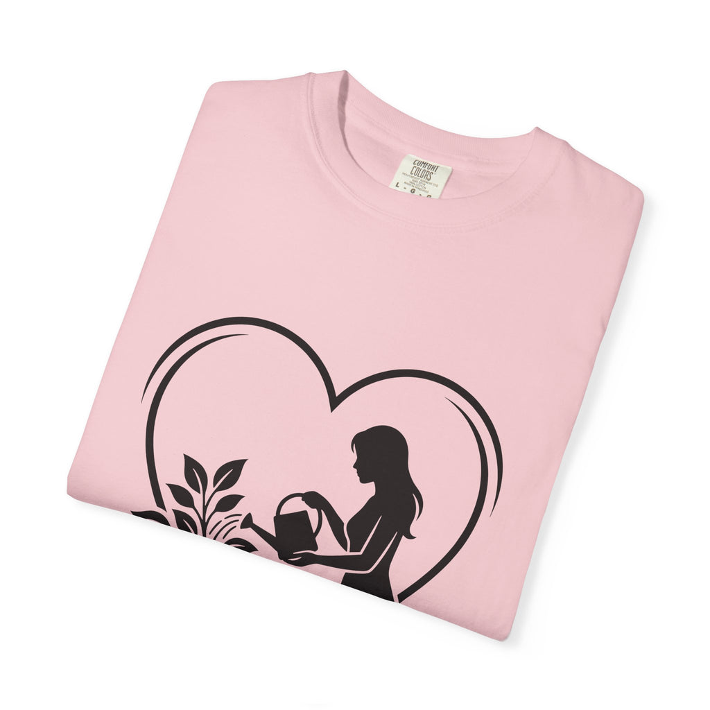 Girl Watering Flower T-Shirt Moms Plants Gift Women Outline T-Shirt Gardener T-Shirt Motherhood Enthusiast Sketch T-Shirt Botanical Graphic Modern