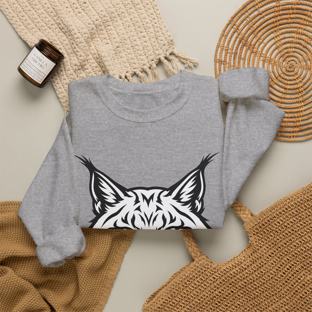 Lynx Head Sweatshirt Cat Wildlife Gift Women Bold Line Art Sweatshirt Bobcat Sweatshirt Cat Fan Line Art Sweatshirt Wildlife Graphic Tribal Wildcat Sweatshirt