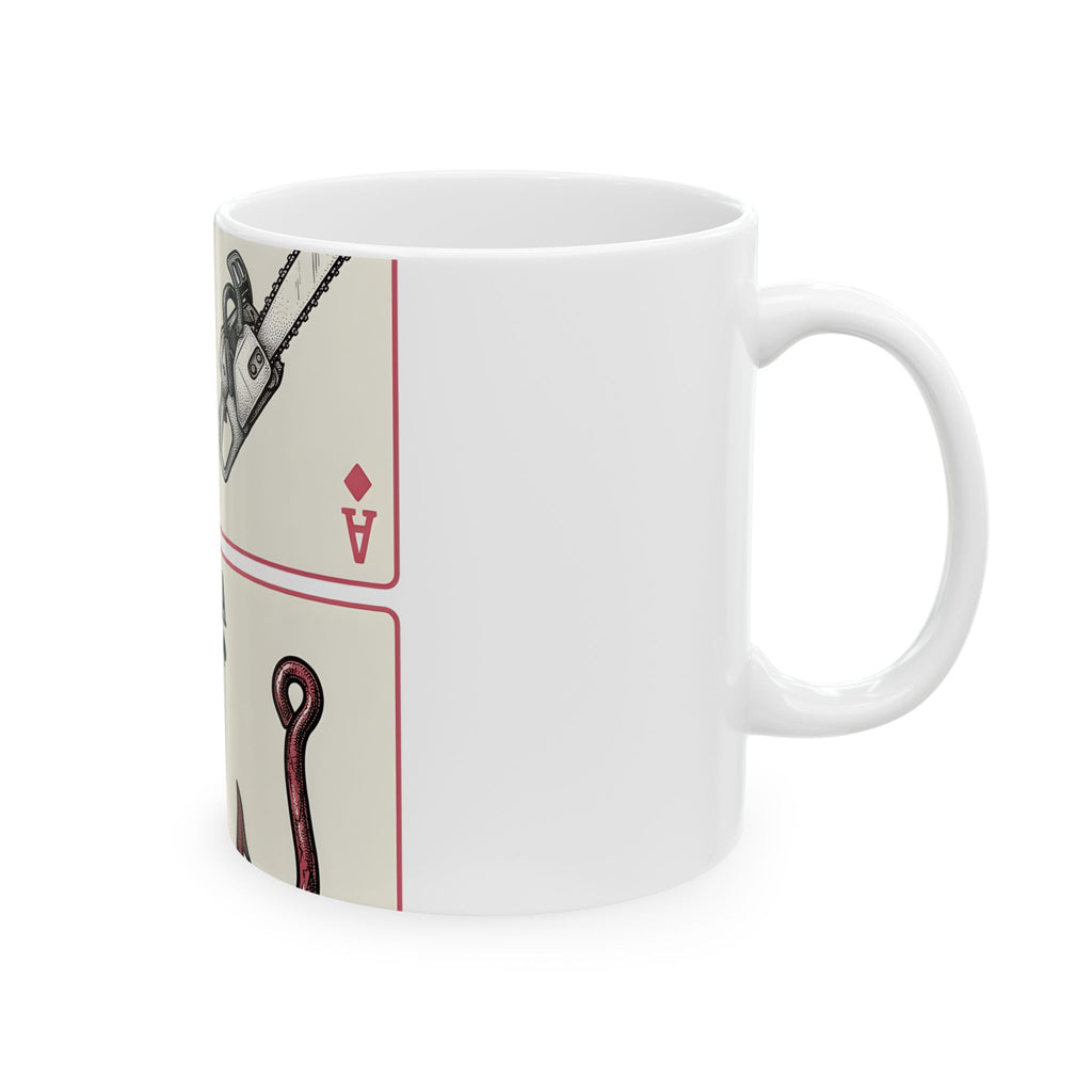 Spooky Card Deck Mug Halloween Fright Gift Women Hand Drawn Mug Tarot Card Mug Horror Fan Illustrated Mug Scary Graphic Cartoon