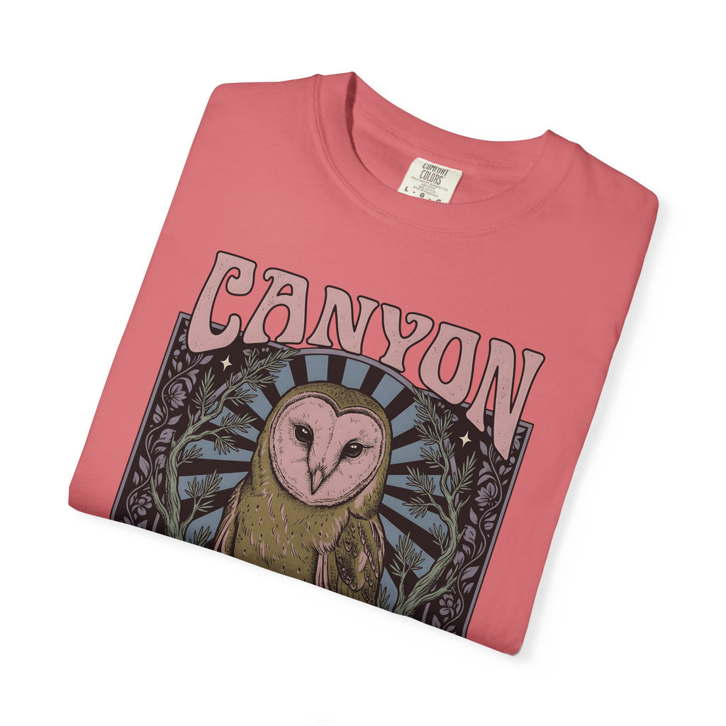 Barn Owl Boho Chic Fauna Gift Hand Drawn Owl Bohemian Fan Illustrated Colorful Blossom T-Shirt