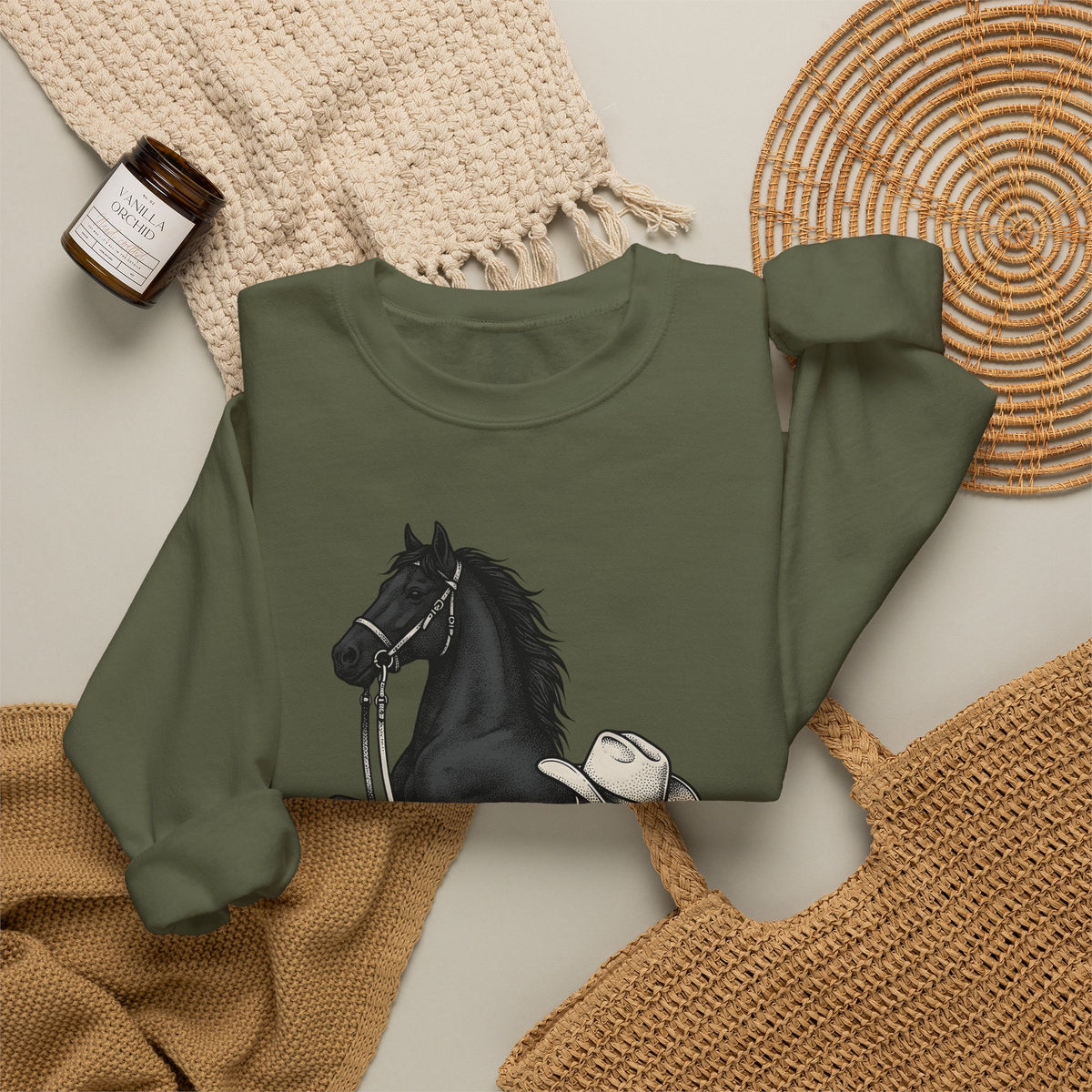 Ranch Horse Sweatshirt Cowgirl Cowboy Gift Women Old School Sweatshirt Ranch Horse Sweatshirt Rodeo Fan Vintage Sweatshirt Cowboy Graphic Line Art Power Bolt