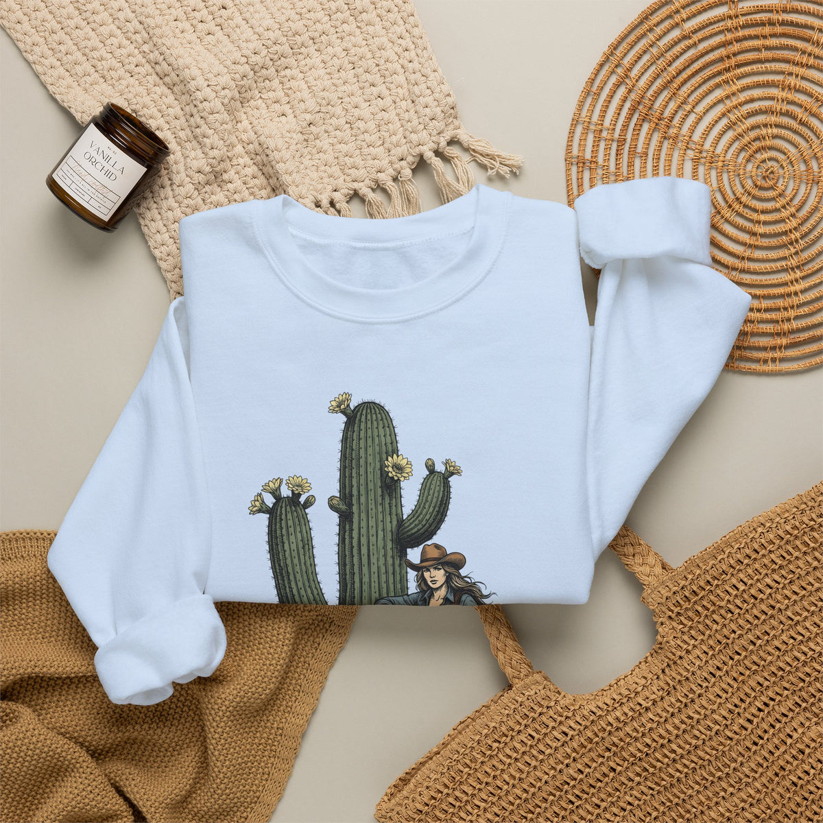 Cowgirl Cactus Cowgirl Ranch Gift Western Prickly Pear Cowboy Fan Rodeo Farm Vintage Saddle Sweatshirt