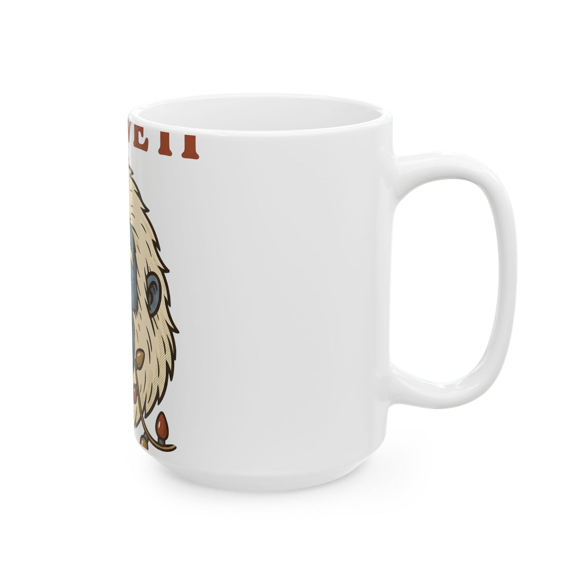 Abominable Snowman Face Mug Christmas Jokes Gift Women Comic Mug Yeti Mug Xmas Fan Cartoon Mug Pun Graphic Retro Holiday Lights