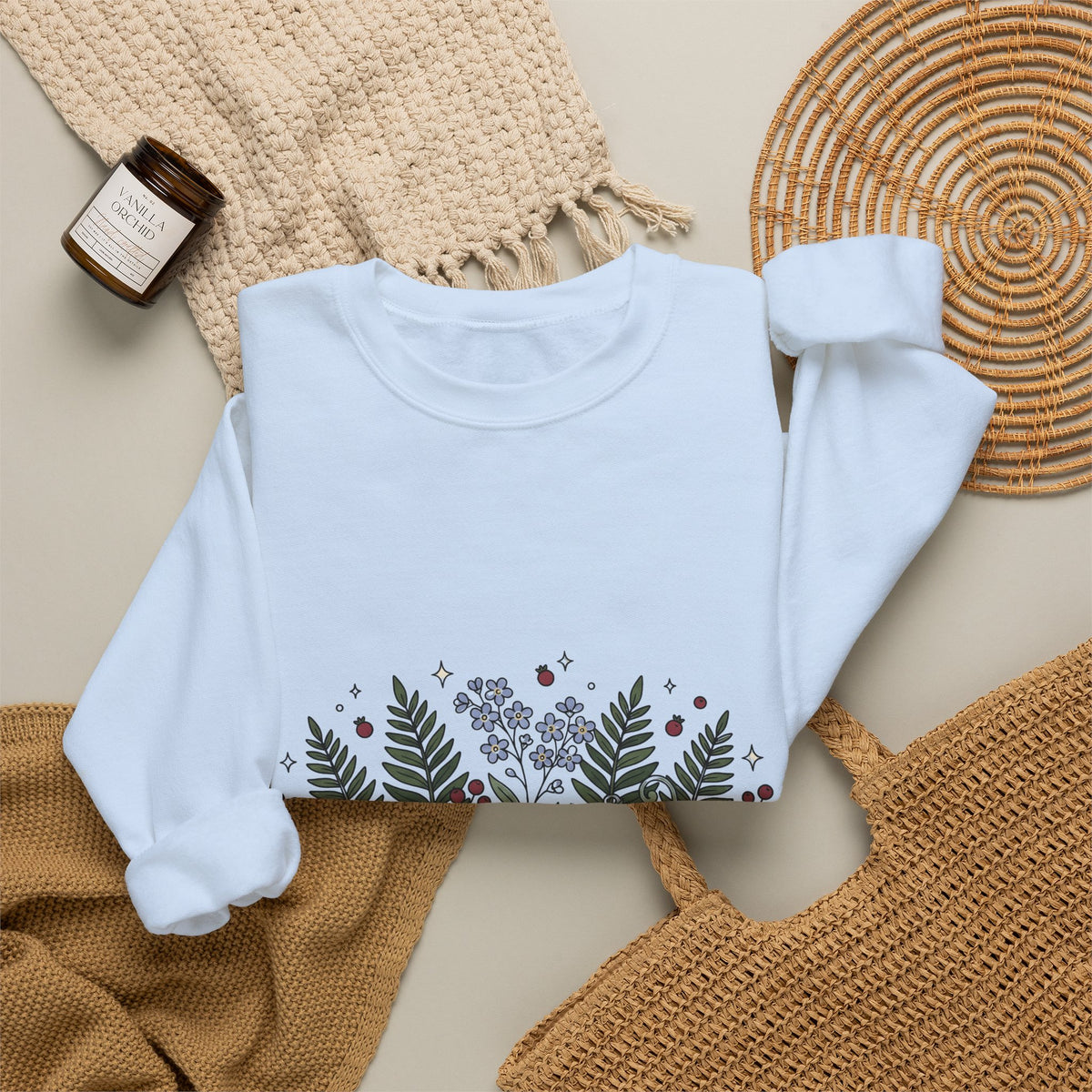 Botanical Floral Graphic Sweatshirt Aunt Family Gift Women Whimsical Sweatshirt Flower Sweatshirt Auntie Fan Boho Graphic Hand Drawn Stars Sweatshirt