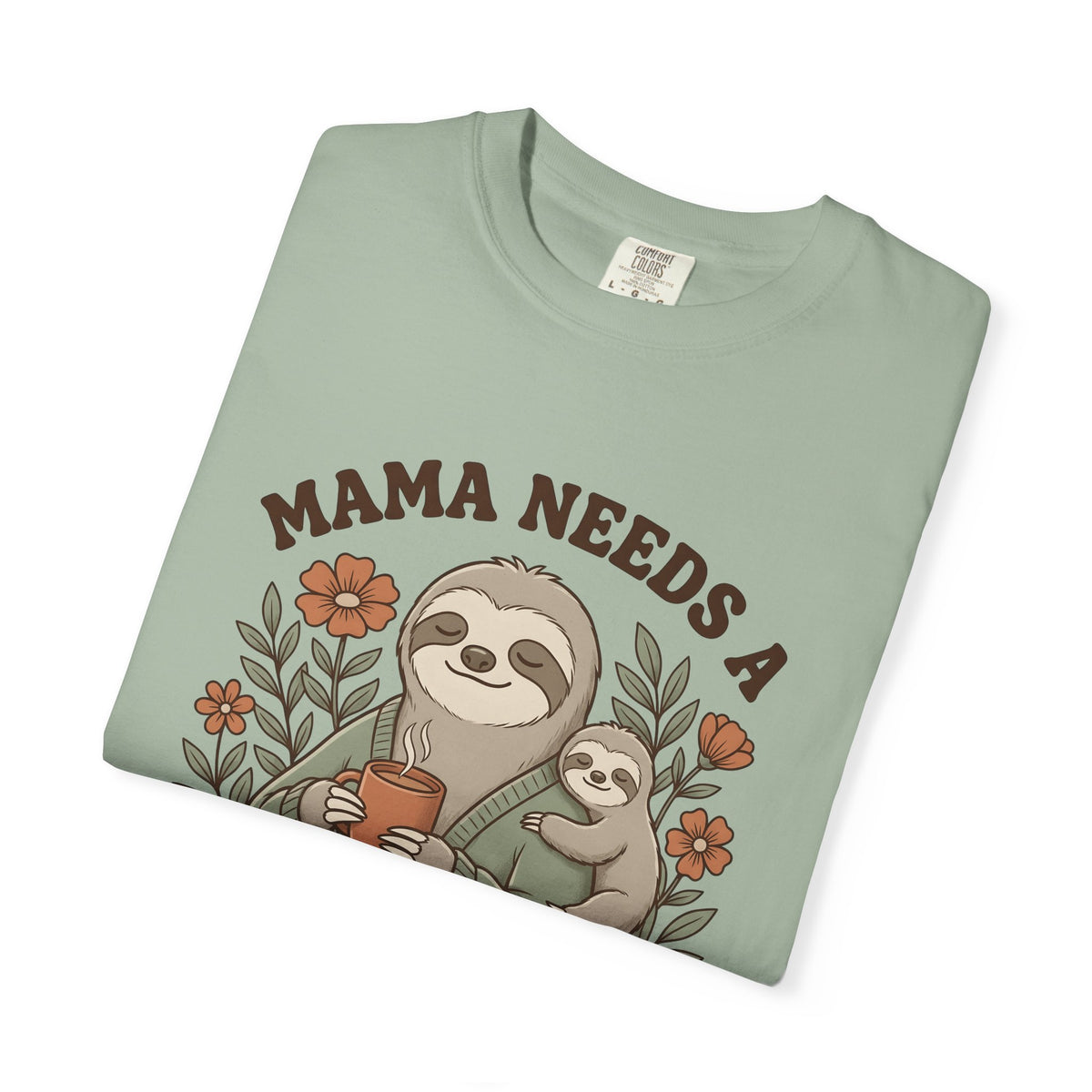 Sloth Mother Moms Espresso Gift Kawaii Sloth Mom Enthusiast Cute Coffee Sketch Blossoms T-Shirt
