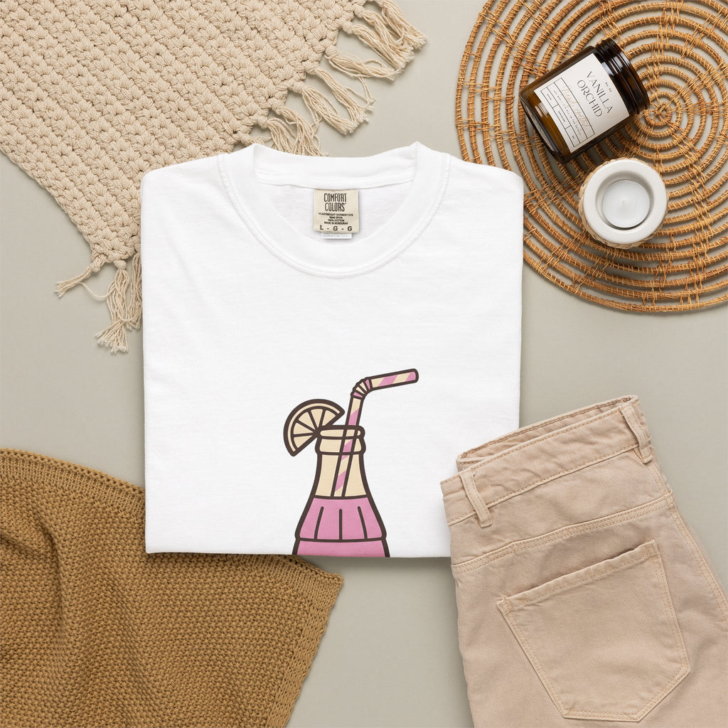 Soda Bottle T-Shirt Drinks Summertime Gift Women Cartoon T-Shirt Bottle T-Shirt Beverage Fan Pop Art T-Shirt Summer Graphic Vintage Lemon Wedge