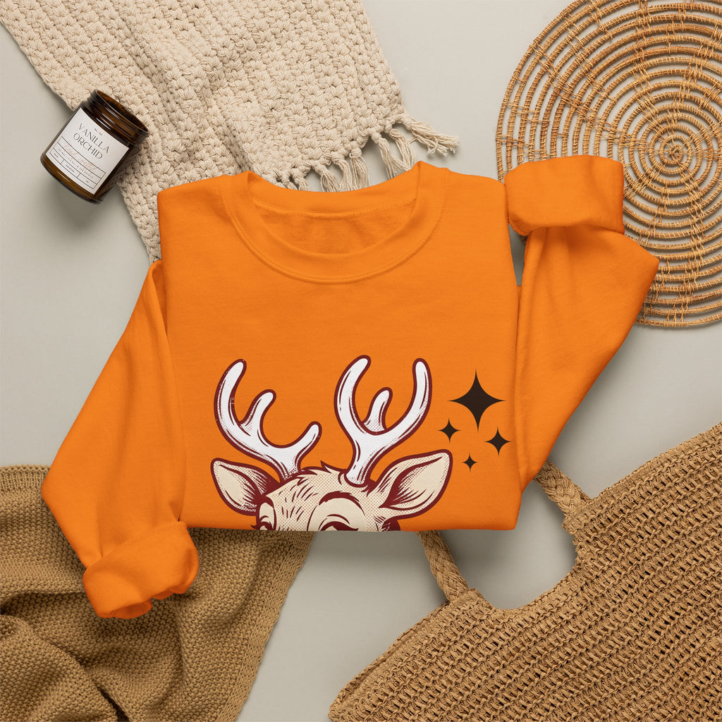 Reindeer Head Sweatshirt Christmas Wildlife Gift Women Antique Sweatshirt Caribou Sweatshirt Xmas Fan Reindeer Graphic Sweatshirt Classic Jingles Sweatshirt