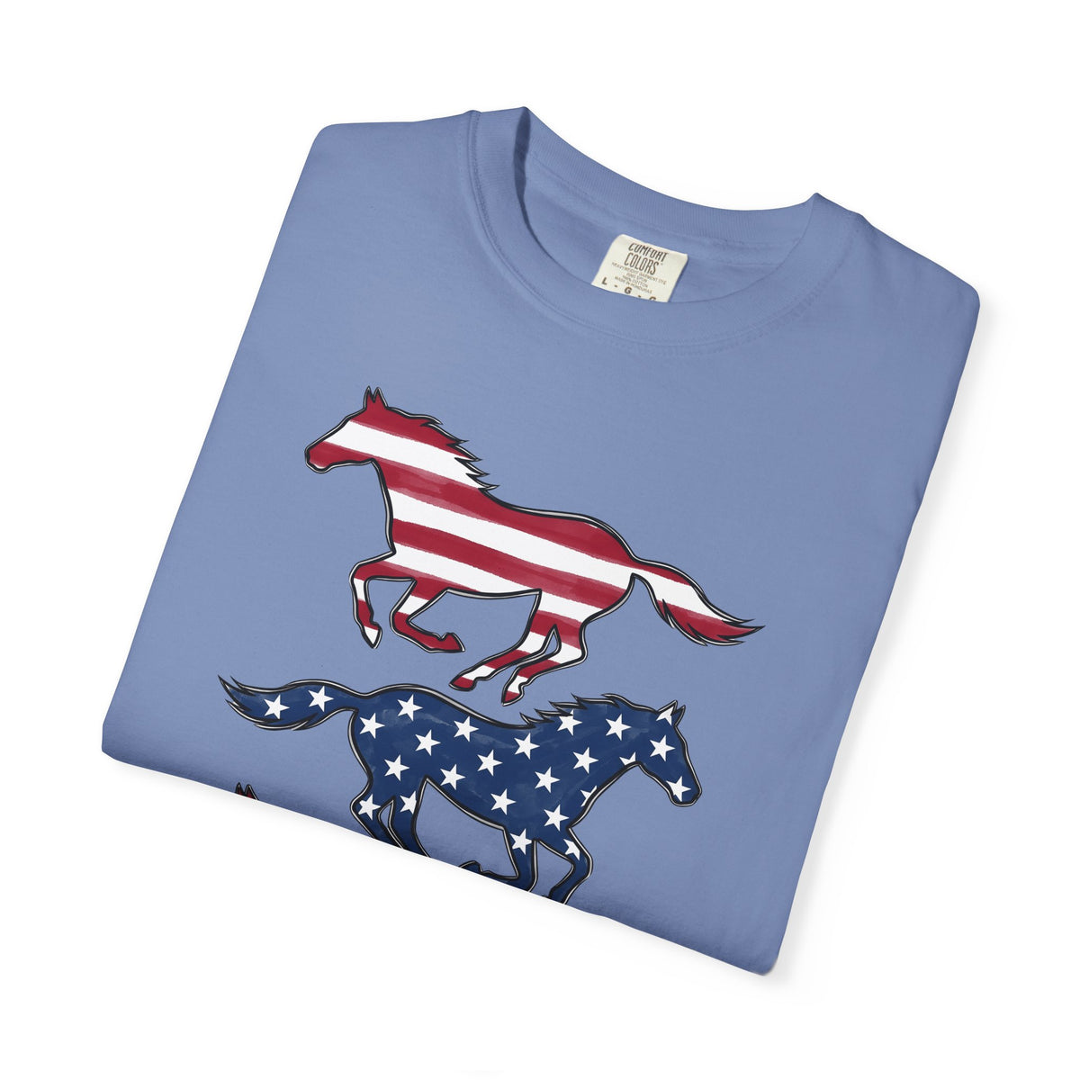 Freedom Horse T-Shirt America 4Th Of July Rodeo Gift Women Illustration T-Shirt Mustang T-Shirt Patriot Fan Vintage Art T-Shirt Rodeo Graphic