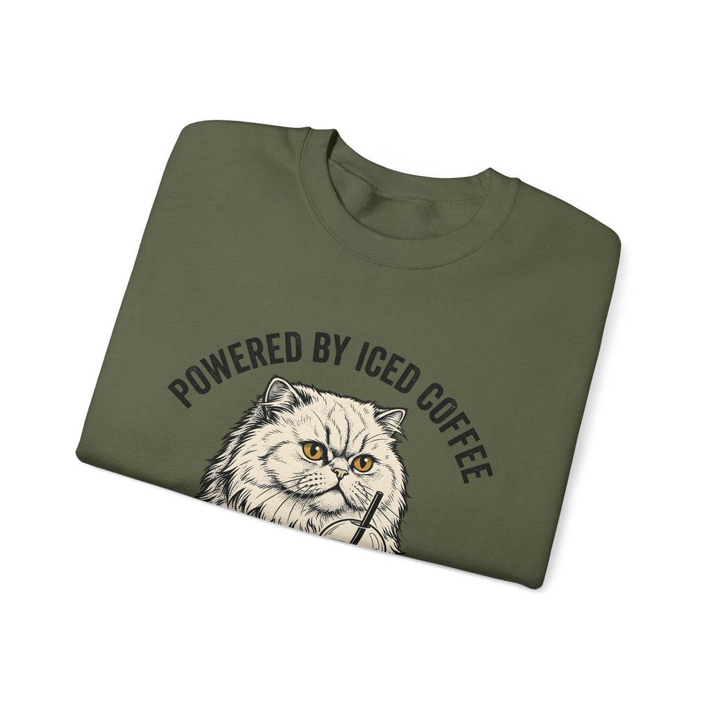Persian Cat Coffee Sweatshirt Coffee Animals Gift Women Hand Drawn Sweatshirt Persian Cat Sweatshirt Coffee Fan Illustrated Sweatshirt Pet Graphic Vintage Iced
