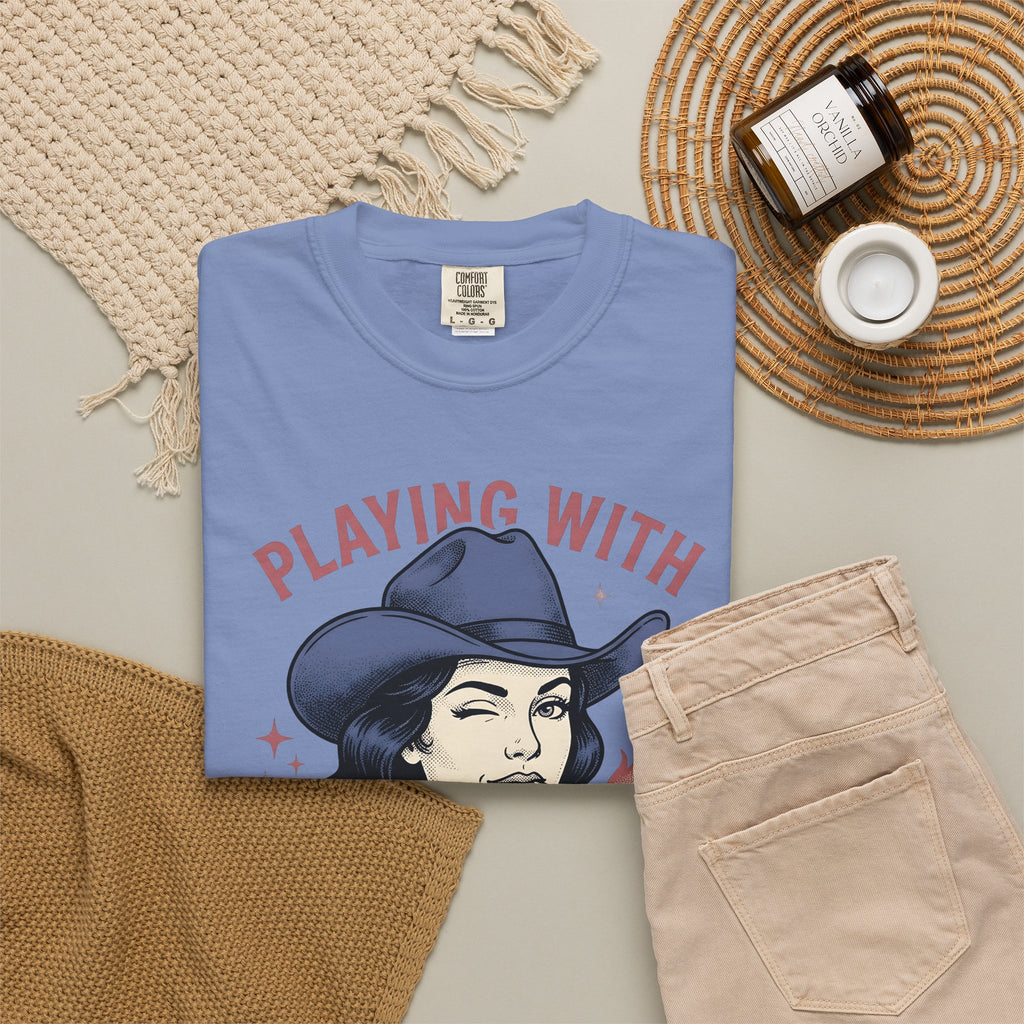 Cowgirl Portrait Cowgirl Western Gift Vintage Cowboy Rodeo Fan Rustic Retro Matchstick T-Shirt