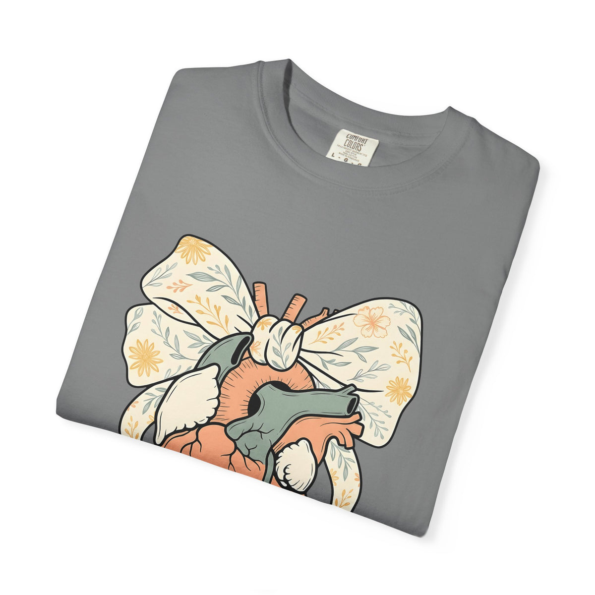 Realistic Heart T-Shirt Nurses Medicine Gift Women Flower T-Shirt Heart T-Shirt Nurse Enthusiast Floral T-Shirt Medical Graphic Classic Knot T-Shirt