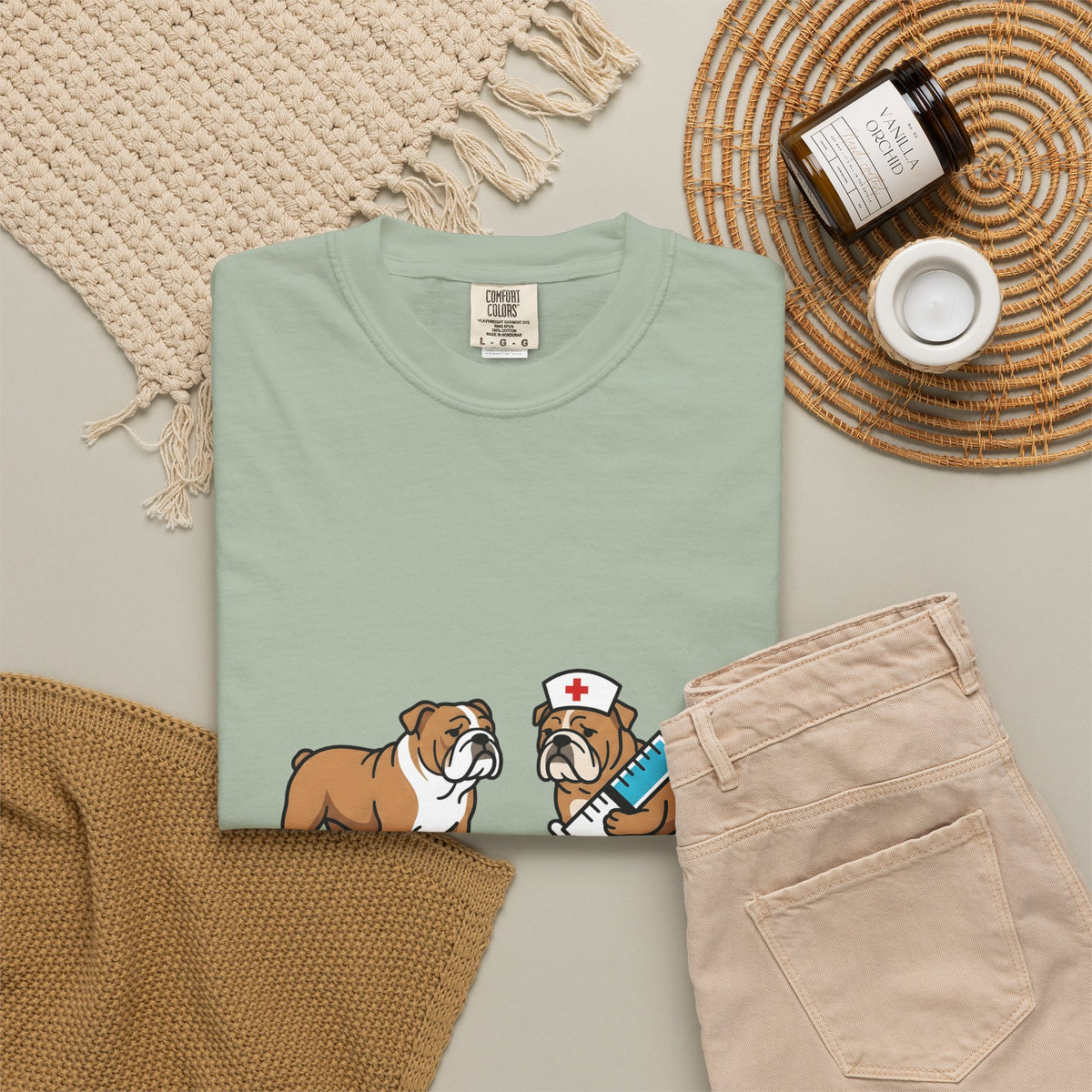 Bulldog Nurse T-Shirt Nurses Animal Gift Women Graphic T-Shirt Bulldog T-Shirt Nurse Enthusiast Bulldog Graphic T-Shirt Creature Illustration