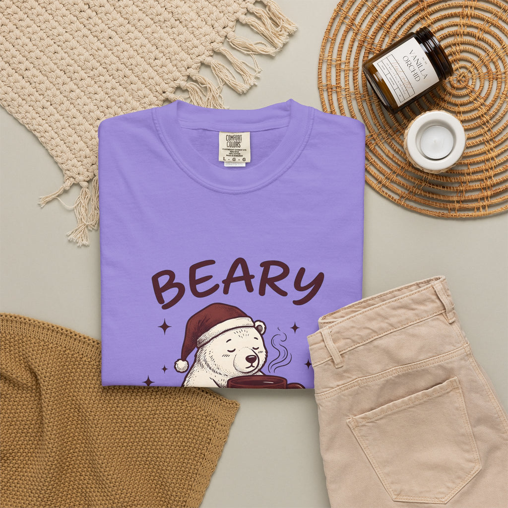 Bear T-Shirt T-Shirt Christmas Animal Gift Women Cute T-Shirt T-Shirt T-Shirt Xmas Fan Coffee T-Shirt T-Shirt Wildlife Graphic Hand Drawn Santa Hat T-Shirt