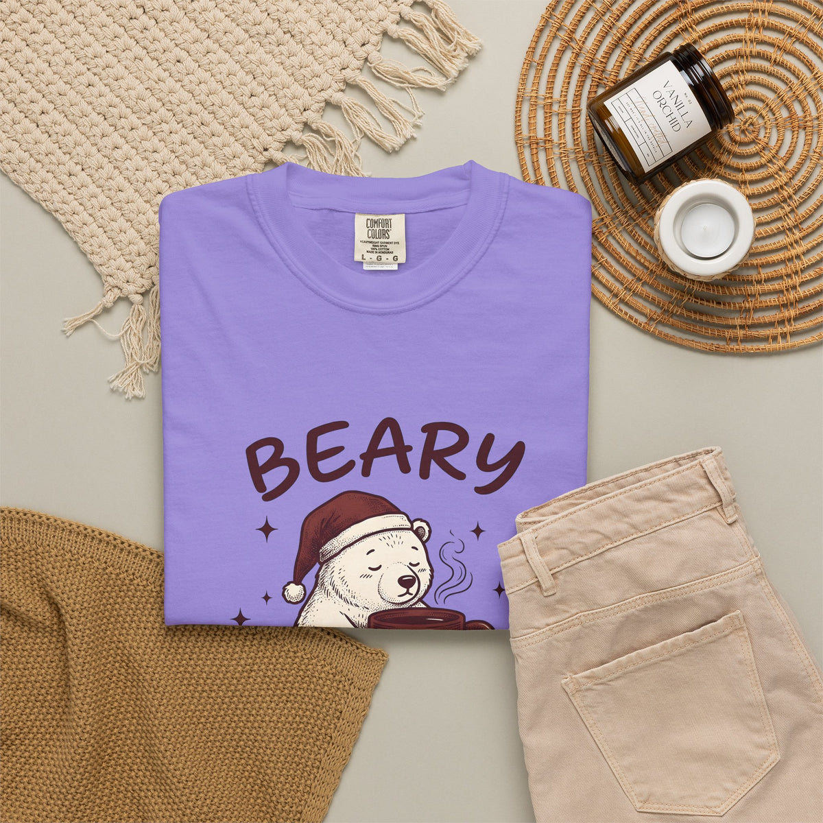 Bear T-Shirt T-Shirt Christmas Animal Gift Women Cute T-Shirt T-Shirt T-Shirt Xmas Fan Coffee T-Shirt T-Shirt Wildlife Graphic Hand Drawn Santa Hat T-Shirt