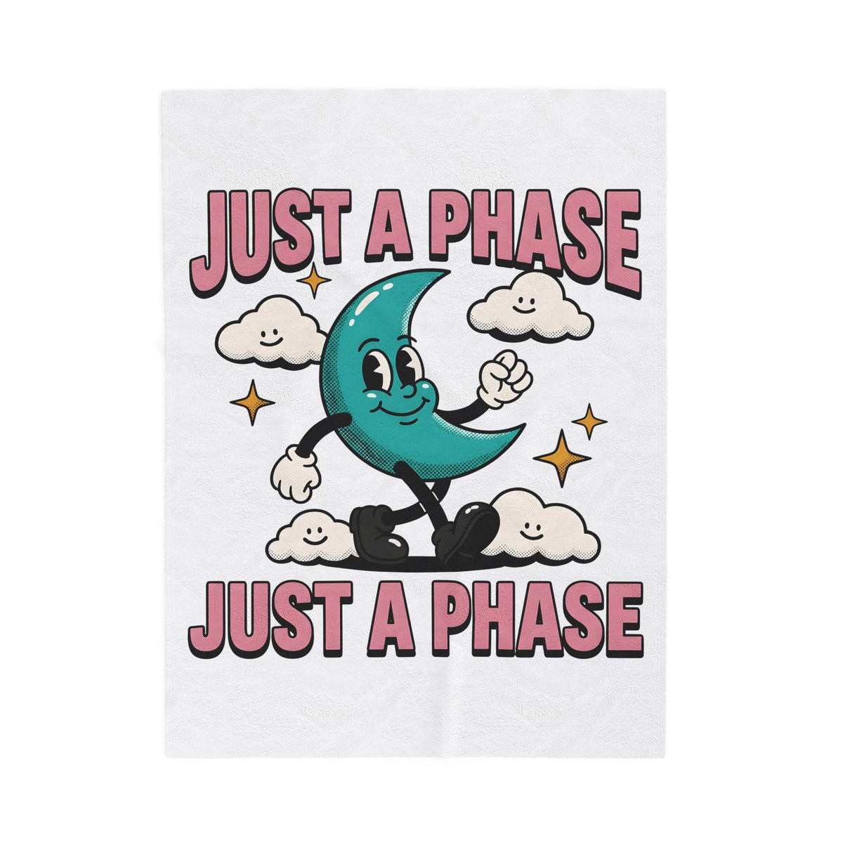 Moon Character Funny Stars Gift Hand Drawn Lunar Humor Fan Illustrated Celestial Sketch Cheerful Blanket