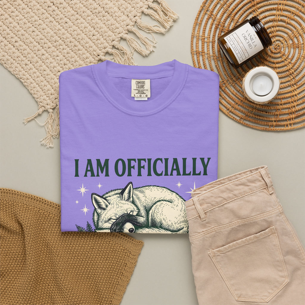 Resting Fox Funny Wildlife Gift Sketch Fox Humor Fan Drawing Retro Star Shapes T-Shirt