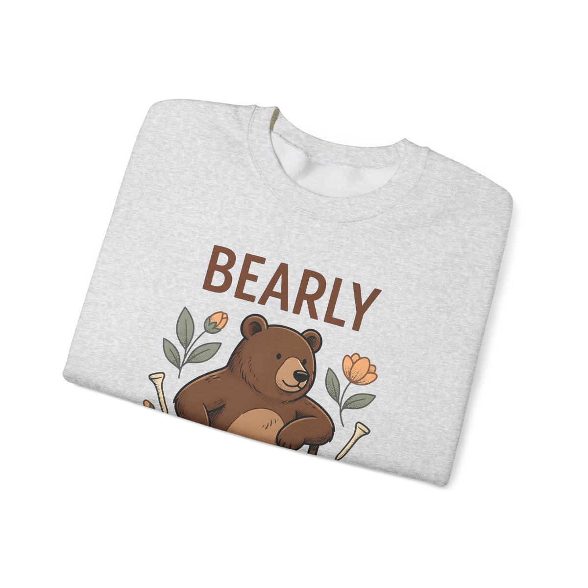 Bear Golf Sweatshirt Golf Wildlife Gift Women Comic Sweatshirt Teddy Sweatshirt Golfer Fan Cartoon Sweatshirt Animal Graphic Retro Floral Sweatshirt