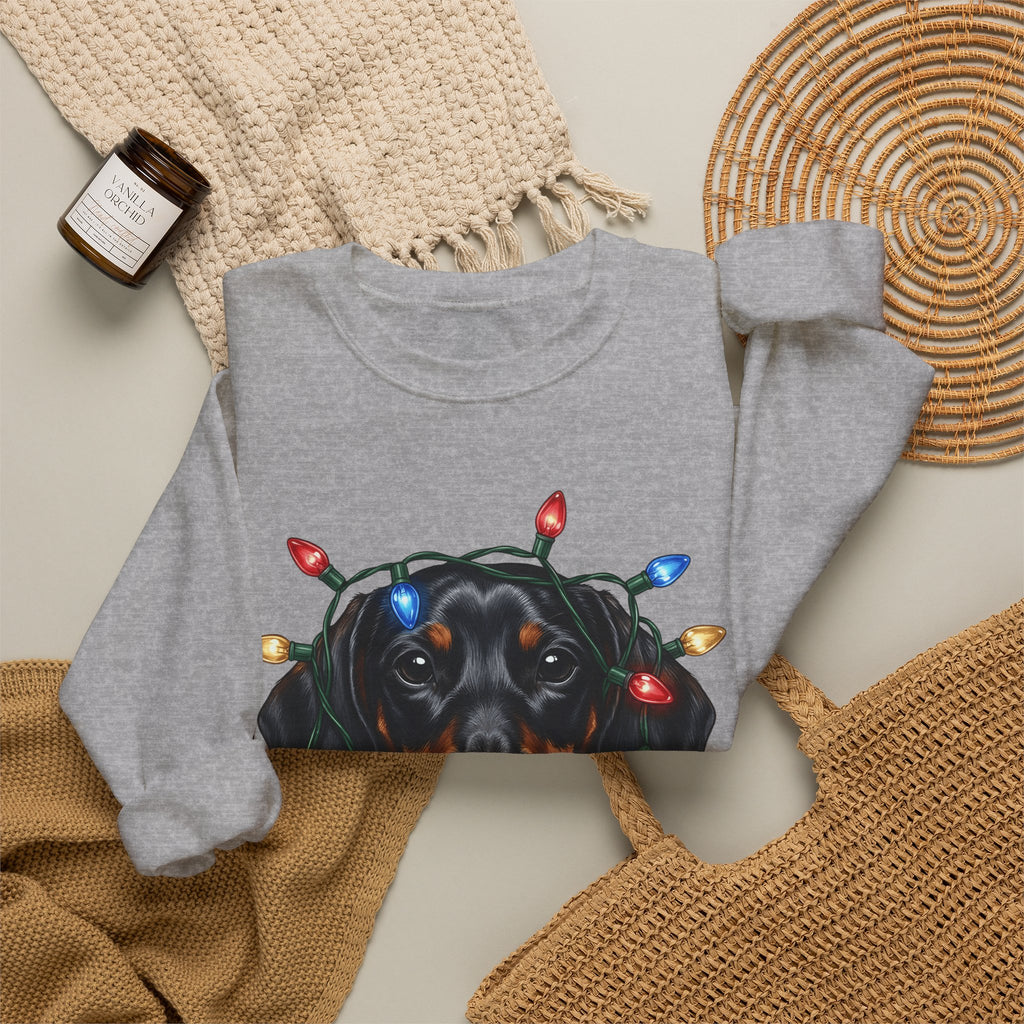 Dachshund Dog Sweatshirt Dog Holiday Gift Women Realistic Sweatshirt Wiener Dog Sweatshirt Dog Fan Photorealistic Sweatshirt Christmas Graphic Hand Drawn